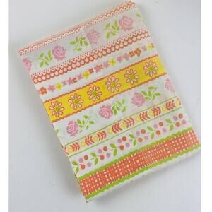 Vtg BIBB Mod Geometric Retro Mod Floral Pillowcase Orange Pink Green Flower Powe